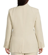 Sugarlips Plus Candida Fitted Linen Blend Notch Lapel Blazer