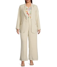 Sugarlips Plus Candida Fitted Linen Blend Notch Lapel Blazer
