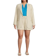 Sugarlips Plus Candida Shore Taliya Linen Blend Drawstring Shorts