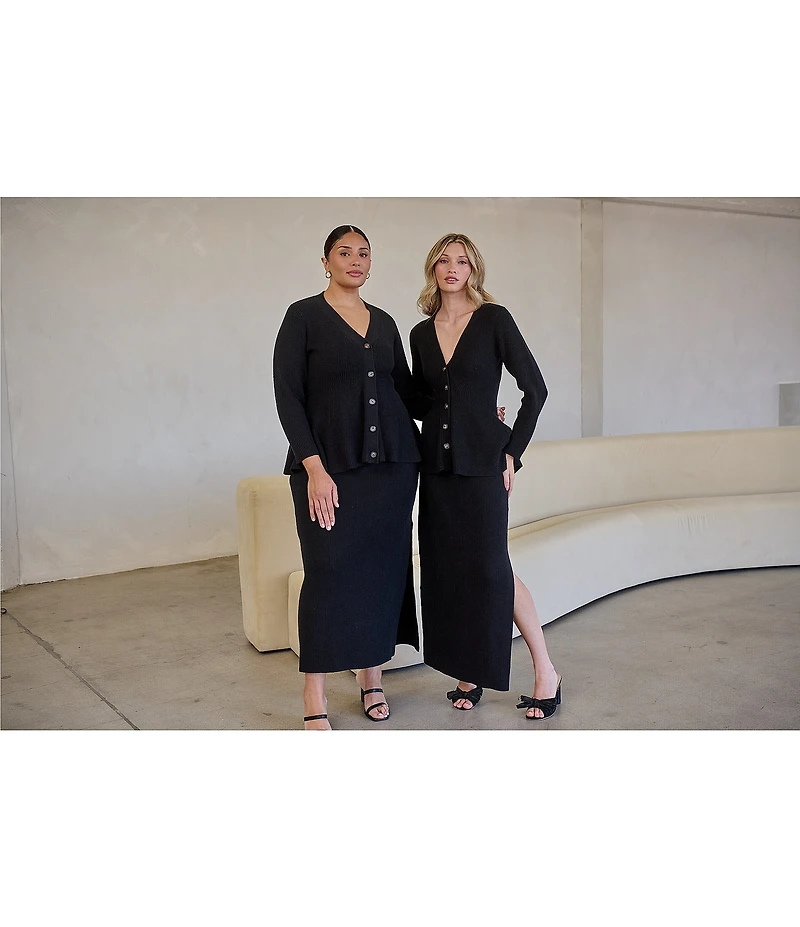 Sugarlips Plus Carthay Coordinating Mile High Waist Ribbed Sweater Maxi Skirt