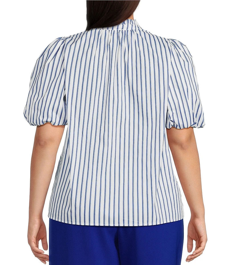 Sugarlips Plus Fannie Striped Puffed Sleeve Woven Blouse