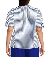 Sugarlips Plus Fannie Striped Puffed Sleeve Woven Blouse