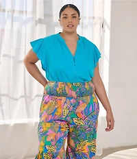 Sugarlips Plus Flutter Sleeve Blouse