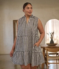 Sugarlips Plus Gingham Gemmely Shift Mini Dress