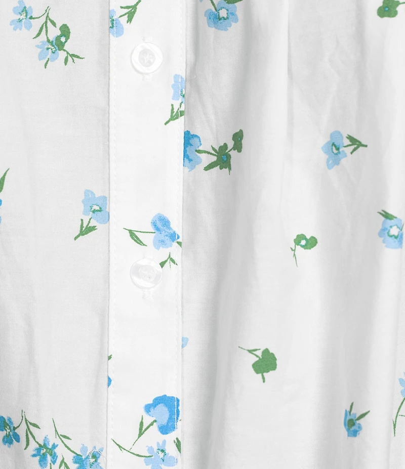 Sugarlips Plus Gradient Floral Printed Puffed Sleeve Poplin Shirt