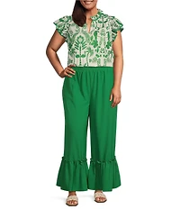 Sugarlips Plus High-Waisted Flounce-Hem Pants