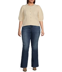 Sugarlips Plus Jamari Balloon Short Sleeve Pearl Embellished Sweater