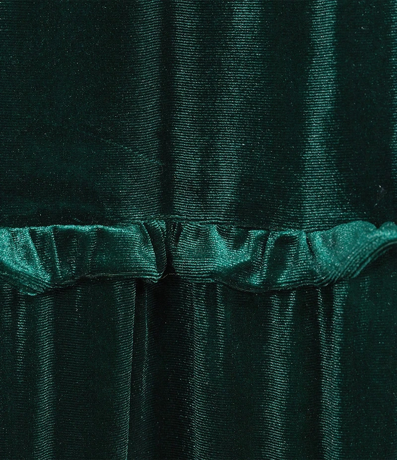 Sugarlips Plus Juliete Velvet Palmer Split V-Neck Short Sleeve Tiered Maxi Dress