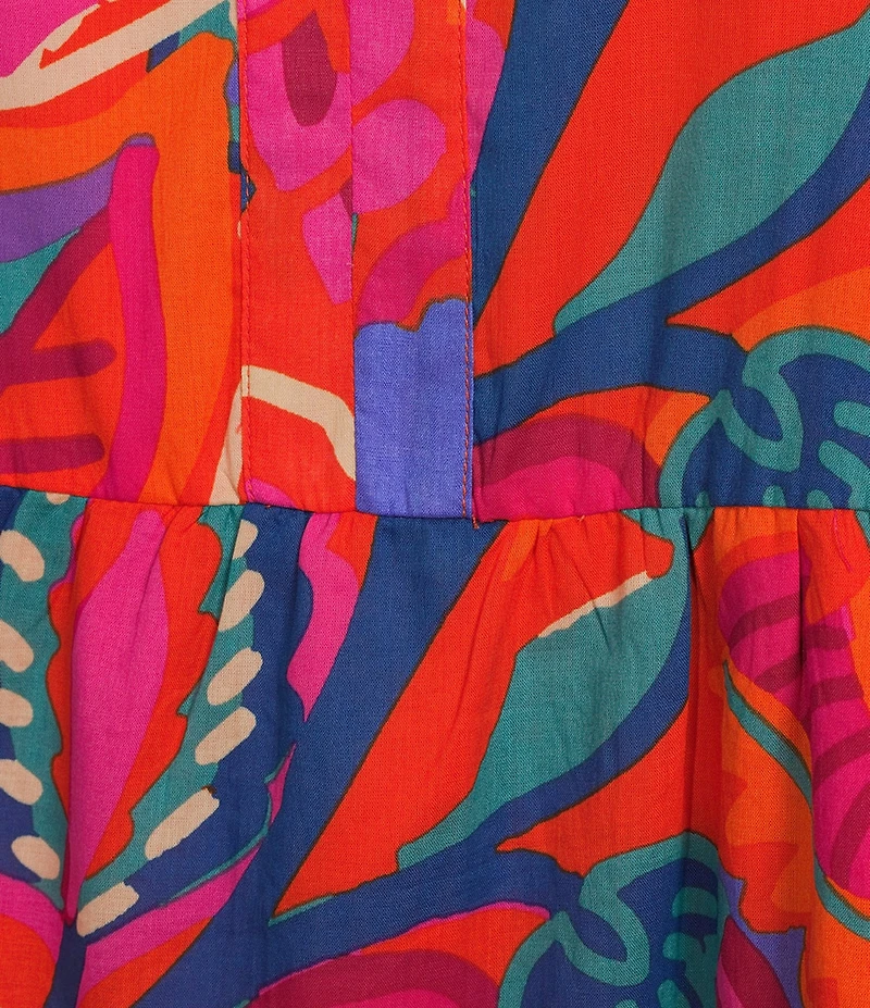 Sugarlips Plus Kahlia Tropical-Printed Sleeveless Poplin Shift Dress