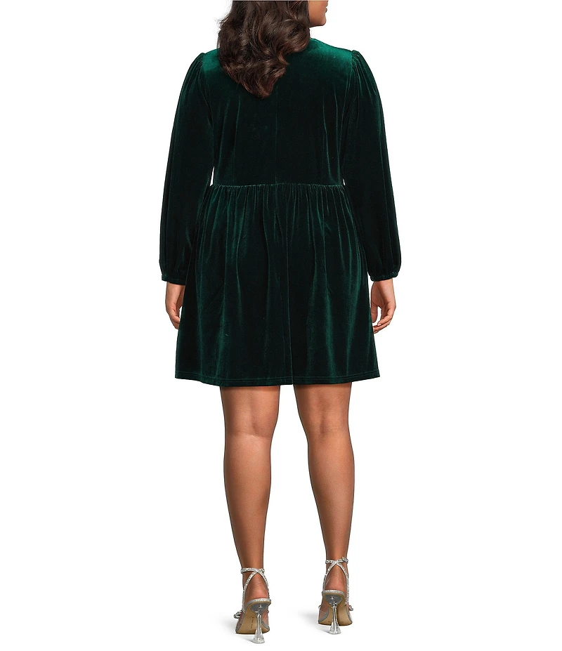 Sugarlips Plus Long Sleeve Bow Velvet Mini Dress