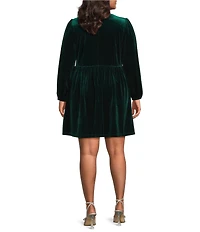 Sugarlips Plus Long Sleeve Bow Velvet Mini Dress