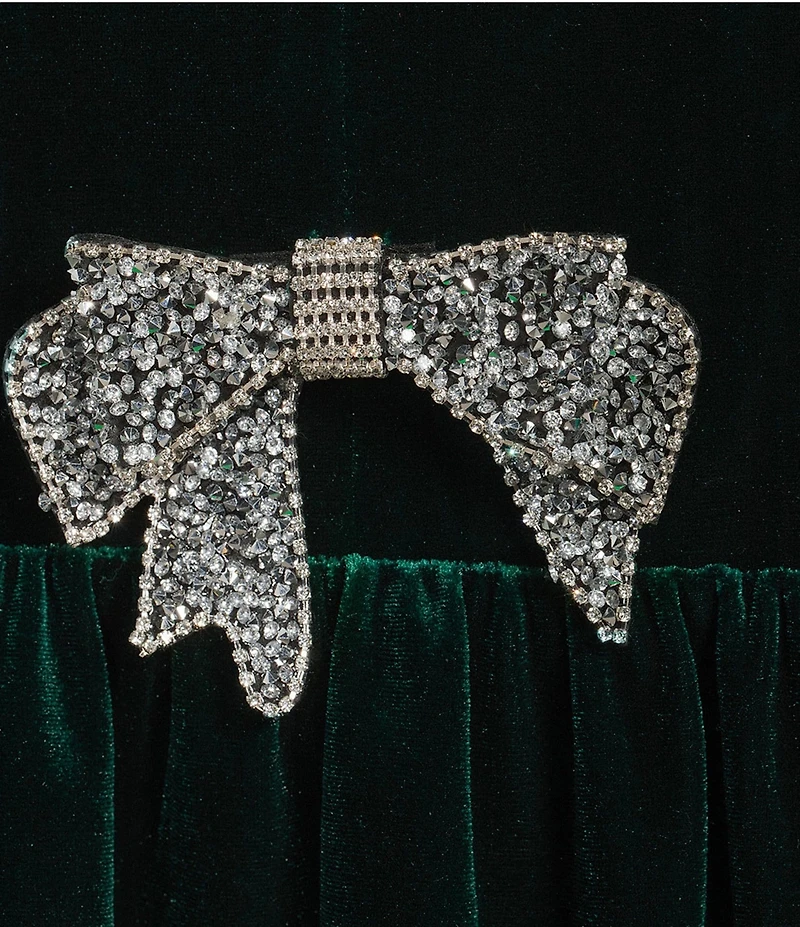 Sugarlips Plus Long Sleeve Bow Velvet Mini Dress