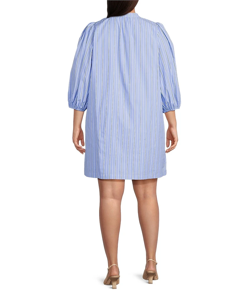 Sugarlips Plus Malaga Striped Puffed-3/4-Sleeve Shift Dress
