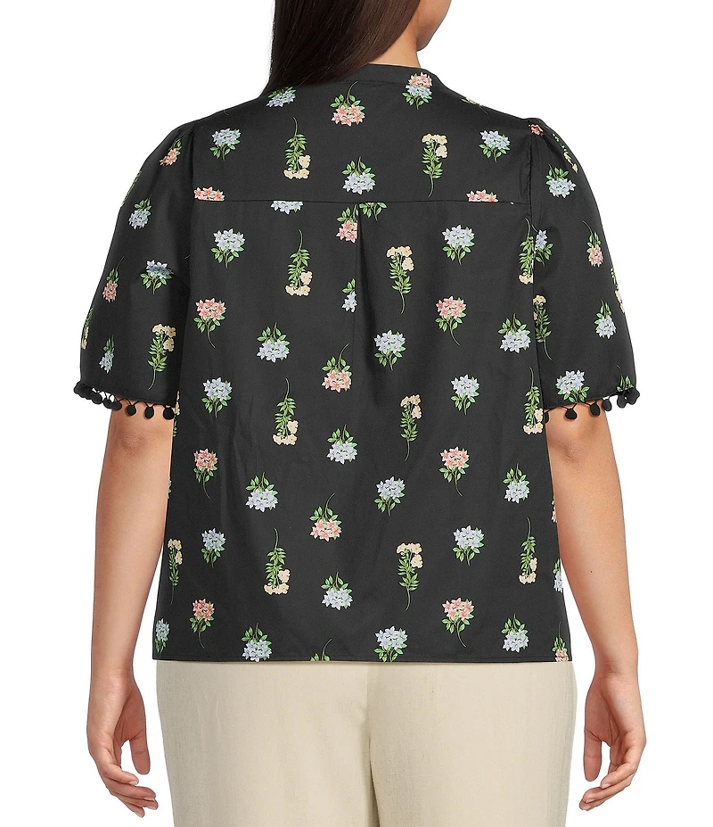 Sugarlips Plus Mayrel Floral Short Sleeve Split Neck Blouse