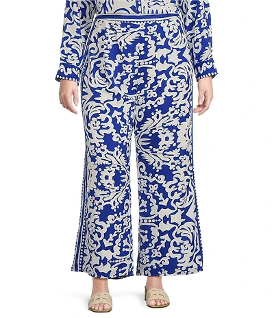 Sugarlips Plus Mixed Print High Rise Wide-Leg Coordinating Pants