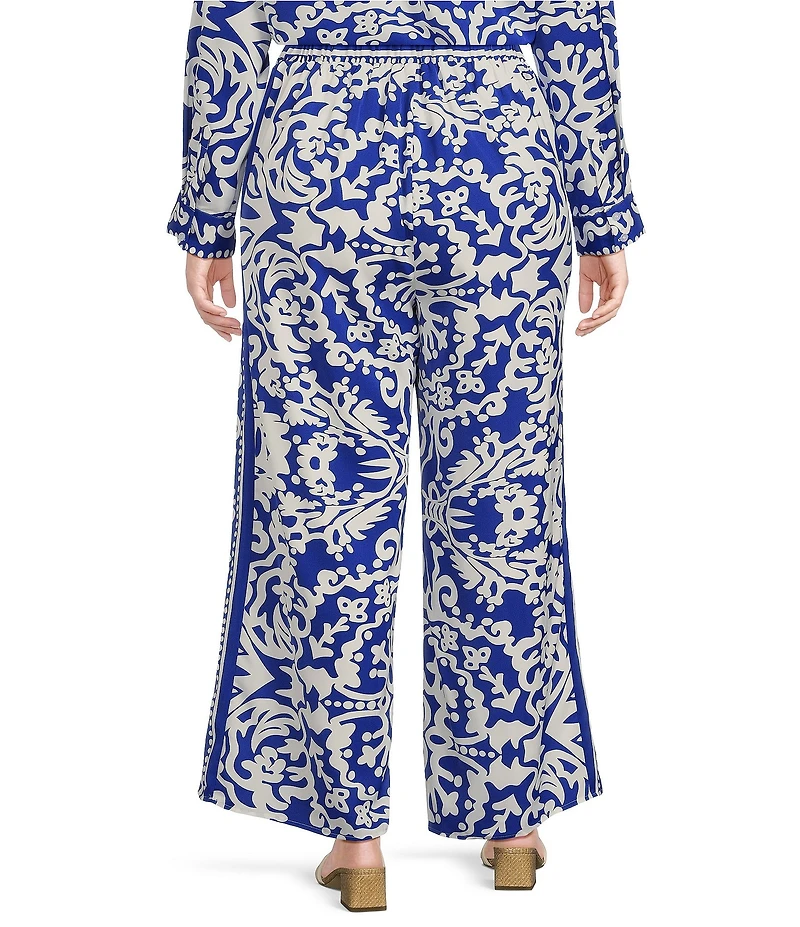Sugarlips Plus Mixed Print High Rise Wide-Leg Coordinating Pants