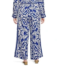 Sugarlips Plus Mixed Print High Rise Wide-Leg Coordinating Pants