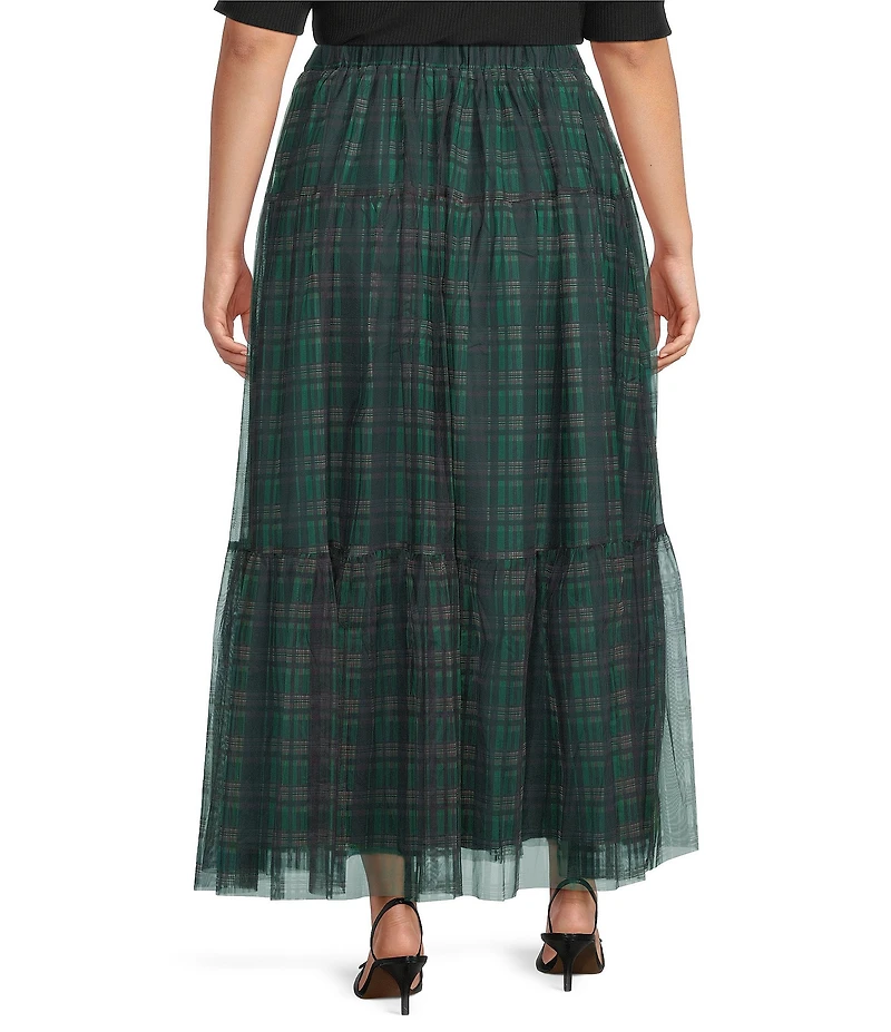 Sugarlips Plus Plaid Mesh Maxi Skirt