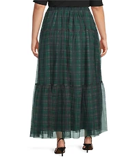Sugarlips Plus Plaid Mesh Maxi Skirt