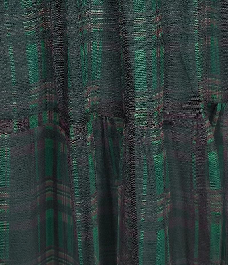 Sugarlips Plus Plaid Mesh Maxi Skirt