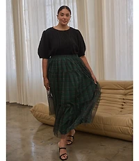 Sugarlips Plus Plaid Mesh Maxi Skirt