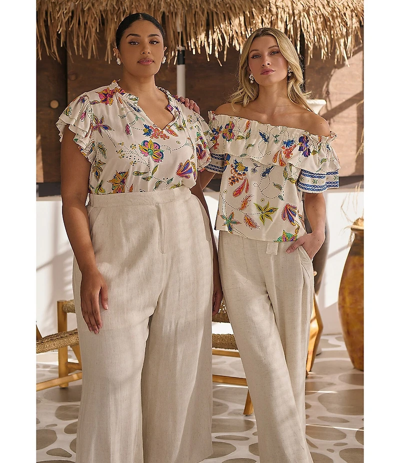 Sugarlips Plus Pocketed Wide Leg Trouser Pants