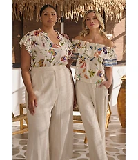 Sugarlips Plus Pocketed Wide Leg Trouser Pants