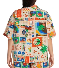 Sugarlips Plus Postcard Print Coordinating Short Sleeve Shirt