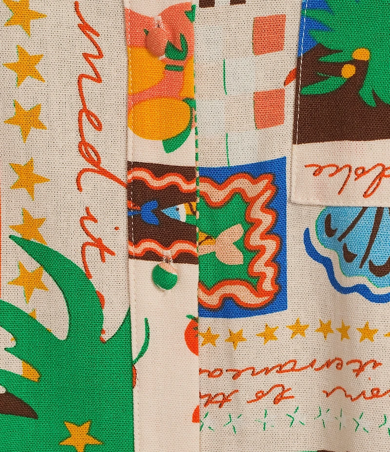 Sugarlips Plus Postcard Print Coordinating Short Sleeve Shirt