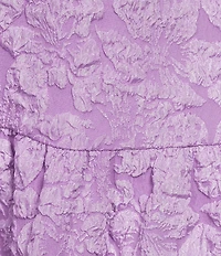 Sugarlips Plus Puffed-Sleeve Floral Jacquard Tiered Long Dress