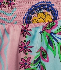 Sugarlips Plus Retro Novelty Printed Coordinating High Waisted Satin Shorts