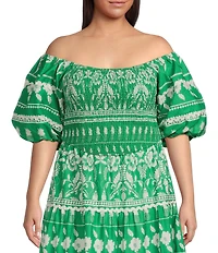 Sugarlips Plus Rick Rack Trimmed Coordinating Smocked Crop Top