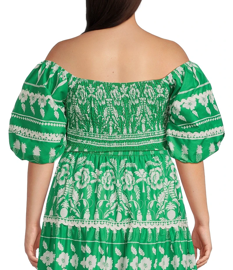 Sugarlips Plus Rick Rack Trimmed Coordinating Smocked Crop Top