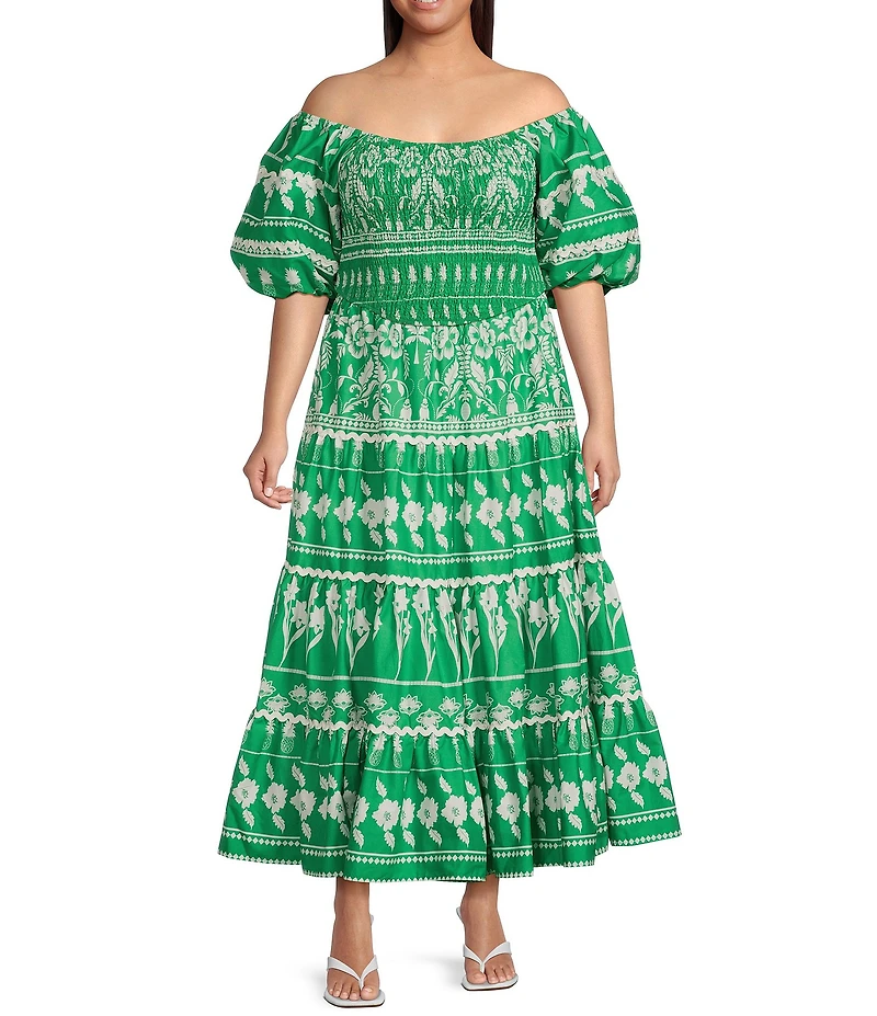 Sugarlips Plus Rick Rack Trimmed Coordinating Smocked Crop Top