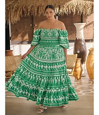 Sugarlips Plus Rick Rack Trimmed Coordinating Smocked Crop Top