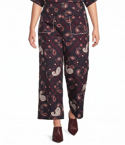 Sugarlips Plus Size Amora Paisley Printed High Waisted Wide Leg Coordinating Pants