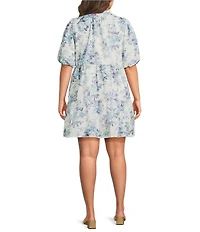 Sugarlips Plus Size At Sea Jacey Embroidered Eyelet Split V-Neck Short Sleeve Tiered Mini Dress