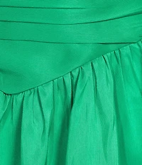 Sugarlips Plus Size Avery Mock Neck Cap Sleeve Ruched Bubble Hem Satin Mini Dress