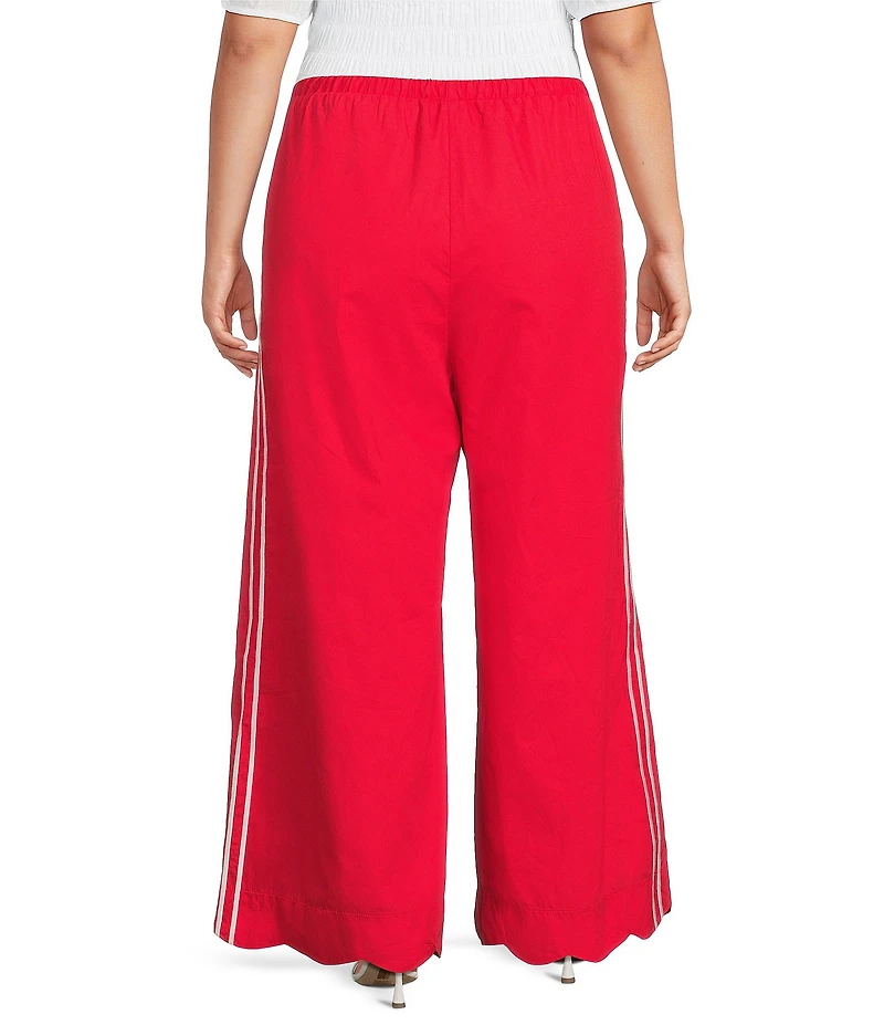 Sugarlips Plus Size Britt Side Stripe Draw String Wide Leg Pants