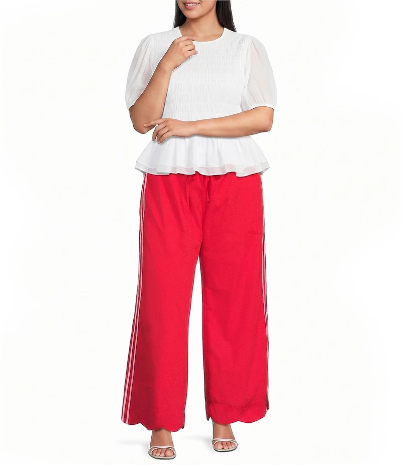 Sugarlips Plus Size Britt Side Stripe Draw String Wide Leg Pants