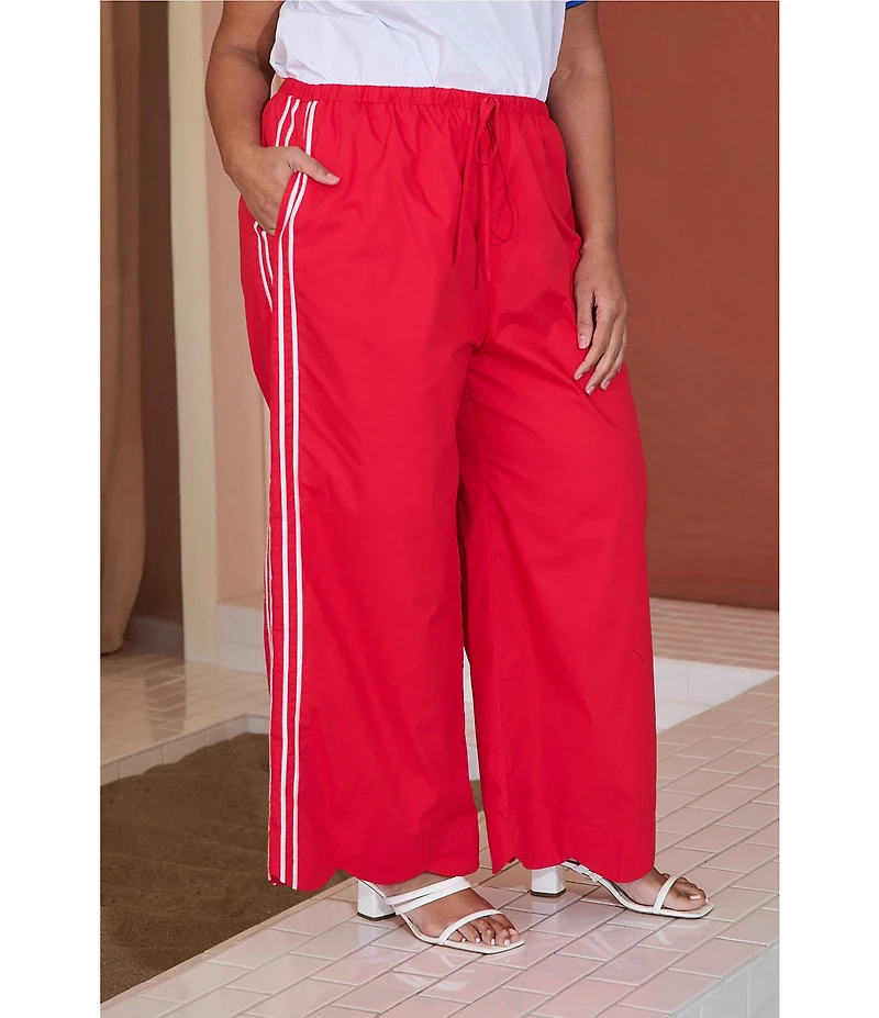 Sugarlips Plus Size Britt Side Stripe Draw String Wide Leg Pants