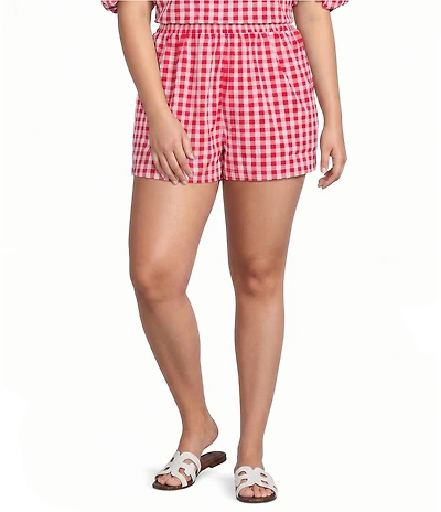 Sugarlips Plus Size Chelli Checkered Gingham Printed High Rise Coordinating Shorts