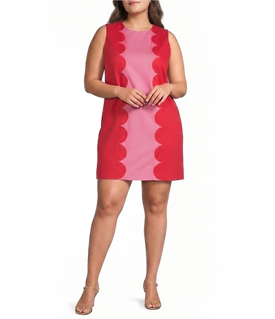 Sugarlips Plus Size Elliana Color Block Crew Neck Sleeveless Mini Shift Dress