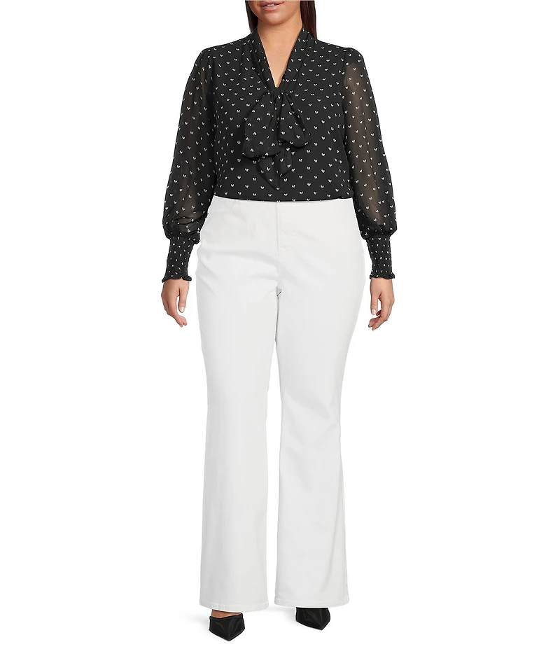 Sugarlips Plus Size Etienne Bow Printed Balloon Sleeve Blouse