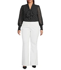 Sugarlips Plus Size Etienne Bow Printed Balloon Sleeve Blouse
