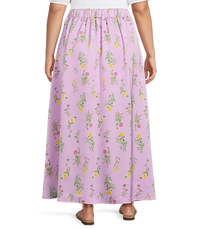 Sugarlips Plus Size Floral Kenzie High-Rise Satin Maxi Skirt