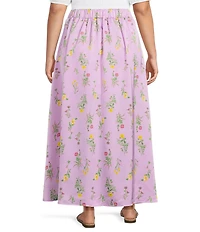 Sugarlips Plus Size Floral Kenzie High-Rise Satin Maxi Skirt