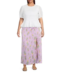 Sugarlips Plus Size Floral Kenzie High-Rise Satin Maxi Skirt