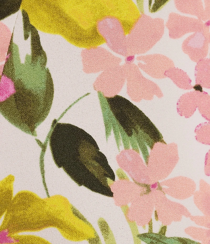 Sugarlips Plus Size Floral Print Collins Godet Crew Neck Long Sleeve Mini Dress