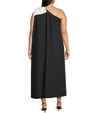 Sugarlips Plus Size Fringe Drape One Shoulder Maxi Dress
